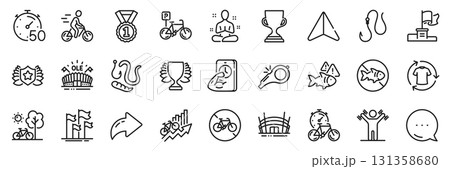 Laureate, Fish and Arena stadium line icons pack. Share, Message, Paper plane icons. Cyclist, Hook, Yoga web icon. Stop fishing, Sports arena, Bicycle pictogram. Vector Laureate, Fish and Arena stadium line icons pack. Share, Message, Paper plane icons. Cyclist, Hook, Yoga web icon. Stop fishing, Sports arena, Bicycle pictogram. Vector 131358680