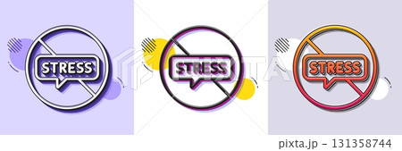 Stop stress line icon. Halftone dotted pattern. Gradient icon with grain shadow. Anxiety depression sign. Mental health symbol. Line stop stress icon. Various designs. Vector Stop stress line icon. Halftone dotted pattern. Gradient icon with grain shadow. Anxiety depression sign. Mental health symbol. Line stop stress icon. Various designs. Vector 131358744