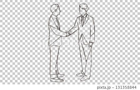 握手をする男性ビジネスマンの線画イラスト素材 握手をする男性ビジネスマンの線画イラスト素材 131358844