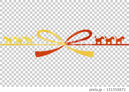 水彩風の蝶結びの水引きのイラスト 131358872