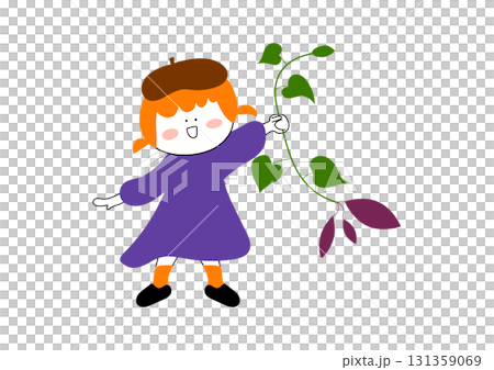 さつまいもを収穫した女の子のイラスト素材 131359069