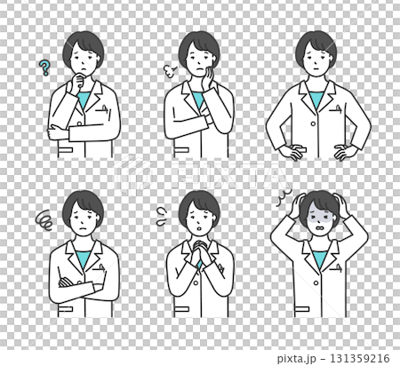 Anxious/troubled face doctor icon illustration material set 131359216