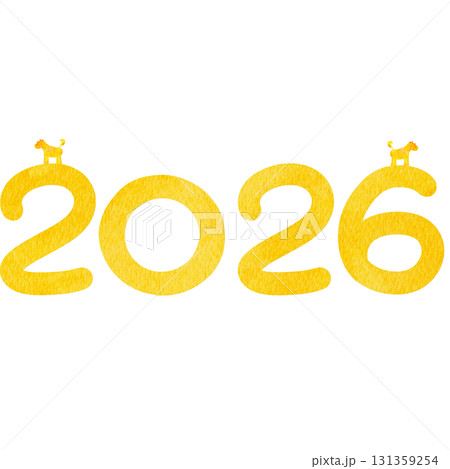 水彩風に描いた2026年のイラスト 水彩風に描いた2026年のイラスト 131359254