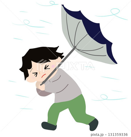 暴風で傘が折れた 131359336