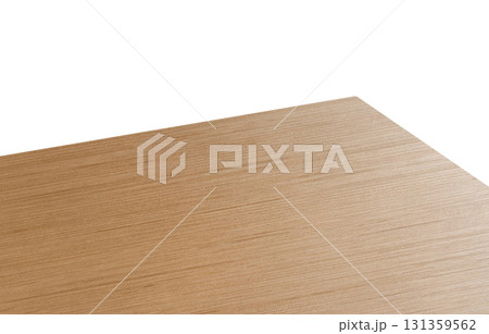 Empty wooden table corner view on white background. 131359562
