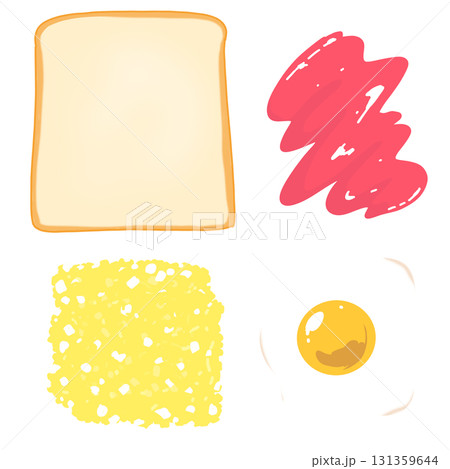 目玉焼きが乗った食パンのイラスト 目玉焼きが乗った食パンのイラスト 131359644