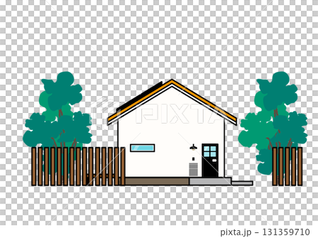 太陽光パネルのあるシンプルな平家風住宅外観ベクターイラスト|省エネ・パッシブデザイン 太陽光パネルのあるシンプルな平家風住宅外観ベクターイラスト|省エネ・パッシブデザイン 131359710