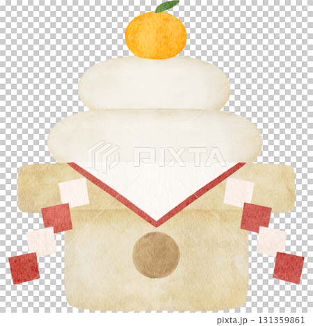 水彩風の鏡餅のイラスト 131359861