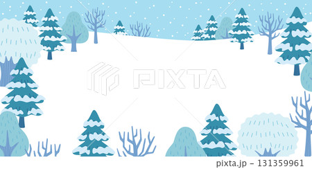 冬の森の広場　雪景色の背景素材 131359961
