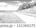 漫画風ペン画イラスト　河川敷 131360175