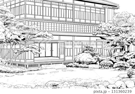 漫画風ペン画イラスト 和風(外観) 漫画風ペン画イラスト 和風(外観) 131360239
