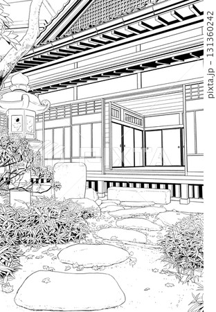 漫画風ペン画イラスト 和風(外観) 漫画風ペン画イラスト 和風(外観) 131360242