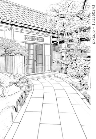 漫画風ペン画イラスト　和風（外観） 131360243