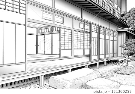 漫画風ペン画イラスト 和風(外観) 漫画風ペン画イラスト 和風(外観) 131360255
