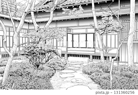 漫画風ペン画イラスト 和風(外観) 漫画風ペン画イラスト 和風(外観) 131360256