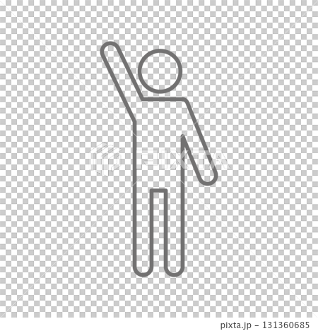 手を上げる人のピクトグラムアイコン 131360685