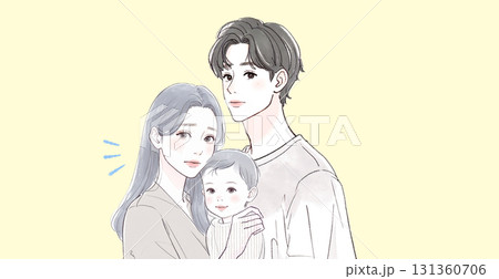 水彩画・手描き風の親子イラスト素材 131360706