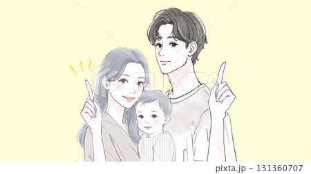 水彩画・手描き風の親子イラスト素材 131360707