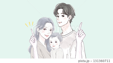 水彩画・手描き風の親子イラスト素材 水彩画・手描き風の親子イラスト素材 131360711