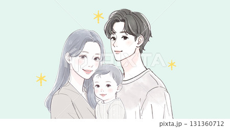 水彩画・手描き風の親子イラスト素材 水彩画・手描き風の親子イラスト素材 131360712