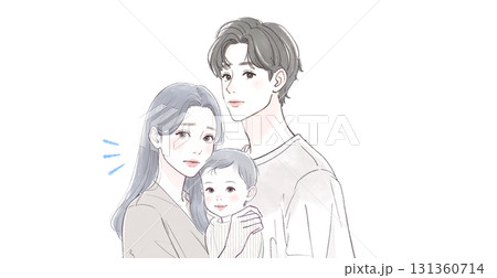 水彩画・手描き風の親子イラスト素材 131360714