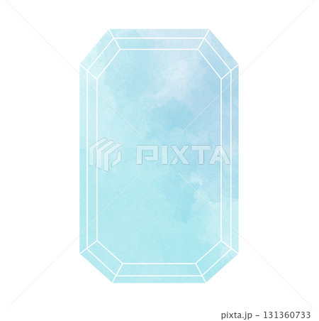 四角い宝石の水色水彩素材 四角い宝石の水色水彩素材 131360733