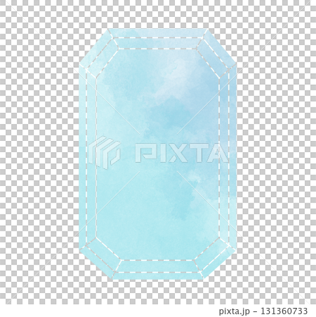 四角い宝石の水色水彩素材 四角い宝石の水色水彩素材 131360733
