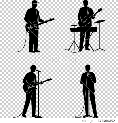 silhouette of music player performing silhouette of music player performing 131360852