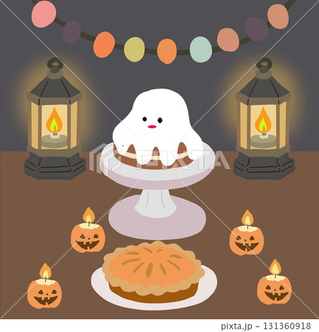 ハロウィンパーティーのテーブルに並ぶスイーツ 131360918