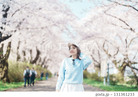 Woman tourist sightseeing Kitakami Tenshochi Park with Sakura Cherry Blossom in Spring, traveler travel in Kitakami festival, Iwate prefecture, Japan. Landmark for Travel and Vacation destination Woman tourist sightseeing Kitakami Tenshochi Park with Sakura Cherry Blossom in Spring, traveler travel in Kitakami festival, Iwate prefecture, Japan. Landmark for Travel and Vacation destination 131361233