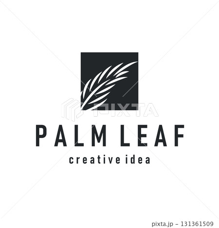 Palm leaf logo design concept line simple minimalist elegant tropical plants, icon symbol template design Palm leaf logo design concept line simple minimalist elegant tropical plants, icon symbol template design 131361509