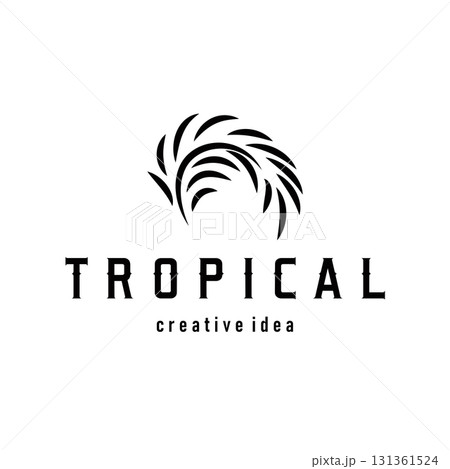 Palm leaf logo design concept line simple minimalist elegant tropical plants, icon symbol template design Palm leaf logo design concept line simple minimalist elegant tropical plants, icon symbol template design 131361524