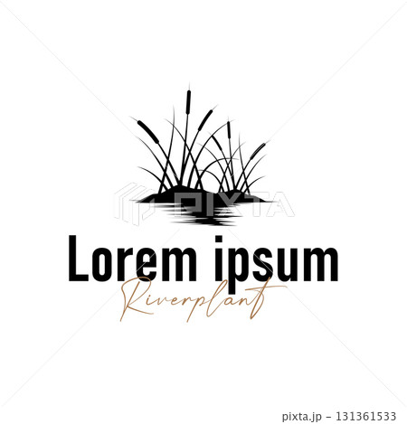 Grass river plant cattails logo, design with simple art concept, natural plant symbol, illustration, template, icon 131361533