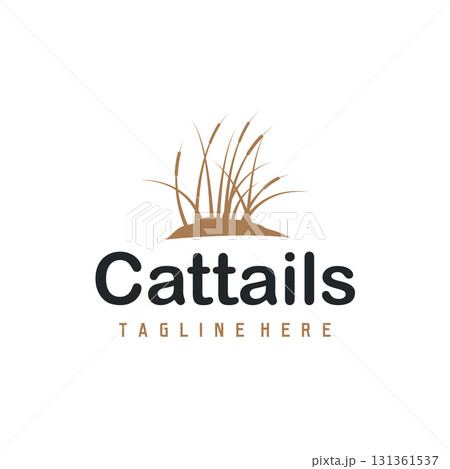 Grass river plant cattails logo, design with simple art concept, natural plant symbol, illustration, template, icon Grass river plant cattails logo, design with simple art concept, natural plant symbol, illustration, template, icon 131361537