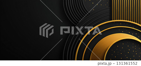 Elegant black background with golden geometric lines 131361552