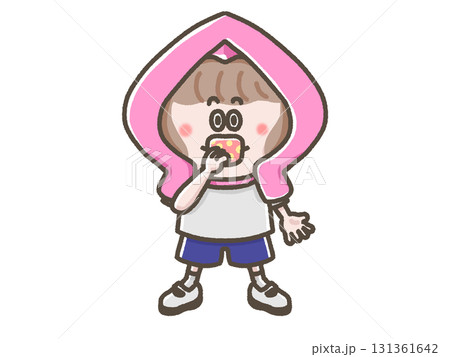 避難訓練をする女の子のイラスト 131361642