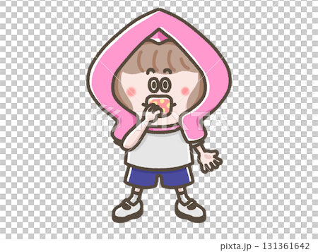 避難訓練をする女の子のイラスト 131361642