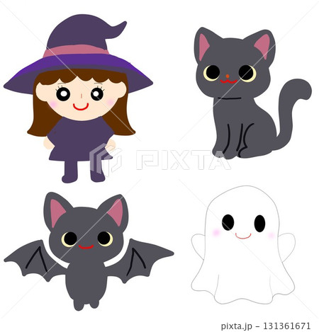 魔女・黒猫・コウモリ・ゴーストのアイコンセット 131361671