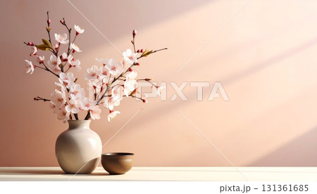 Still life of spring flowers in a glass vase on a wooden table, a beautiful decoration Still life of spring flowers in a glass vase on a wooden table, a beautiful decoration 131361685