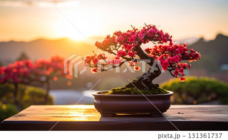 Red Bonsai Tree in Vase Red Bonsai Tree in Vase 131361737