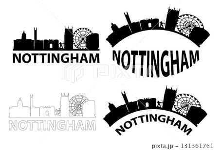 Nottingham city skyline silhouette. Nottingham skyline sign. Nottingham Germany Skyline city design. flat style. 131361761