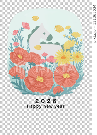 2026 Horse Year New Year's card template 2026 Horse Year New Year's card template 131363034