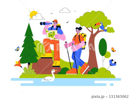 Eco Tourism Travel Destination Illustration Featuring Nature Tourism for Environmental Conservation, Local Culture, and Community Empowerment Eco Tourism Travel Destination Illustration Featuring Nature Tourism for Environmental Conservation, Local Culture, and Community Empowerment 131363062