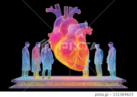 Image features vibrant, translucent representation of human heart 131364625