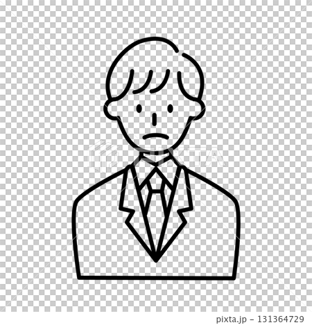 線画のスーツ男性 表情イラスト　困る　ビジネス　Businessman 131364729