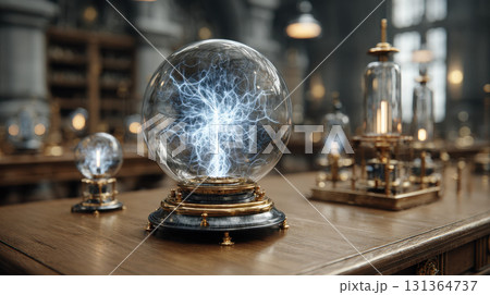Mystical crystal ball with electric energy 131364737