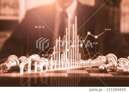 Stock market or forex trading graph and candlestick chart suitable for financial investment concept. Economy trends background for business idea and all art work design. Abstract finance 131364850