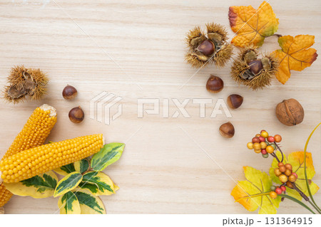 秋の味覚　栗・ドライコーン・くるみ 131364915
