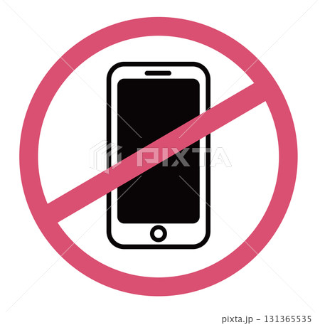 スマホ禁止マーク　ベクターイラスト素材 131365535