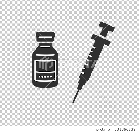 Syringe and vial silhouette illustration 131366538